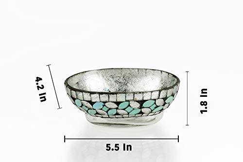 nu steel (Set of 4) Sea Foam Bath Accessory Set in Aqua Blue/Silver Glass Mosaic/ Stainless Steel for Bathrooms & Vanity Spaces - Image 3