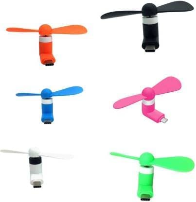 Image of APNI-DUKAN Micro USB Mini Fan 2-Blade Fan High Speed USB Fan, Mini Mobile Cooler, Mini fan Support with All Android & Micro USB Mini Smatphones (Multi-colour)