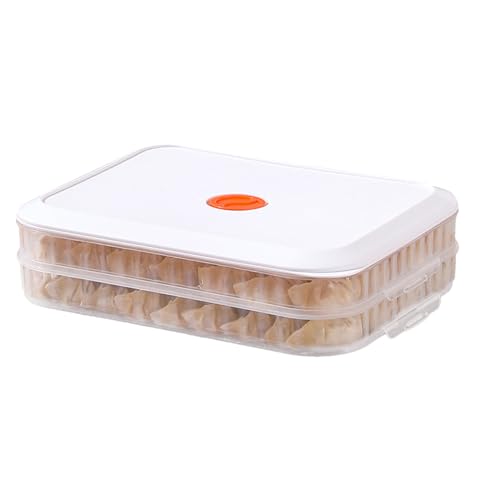 Contenedores de almacenamiento de alimentos, caja de almacenamiento de congelador de 2 capas con tapa, visibilidad transparente, organizador de mantenimiento fresco y ahorro de espacio para donas