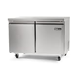 PEAKCOLD Double Door Work Top Commercial Refrigerator 11.2 Cubic Ft, 47.2' Wide Stainless Steel Reach-In Commercial Refrigerator - Freestanding, Heavy Duty, Undercounter Industrial Fridge