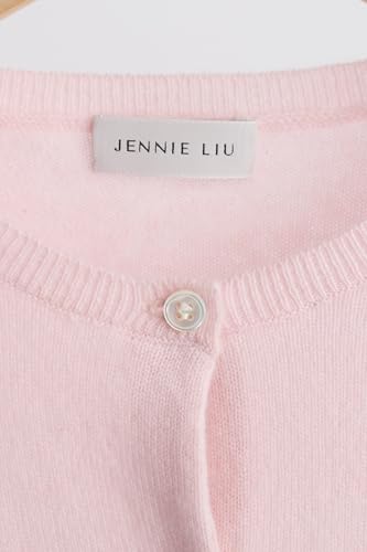 Image of JENNIE LIU Women's 100% Cashmere Button Front Long Sleeve Crewneck Cardigan Sweater
