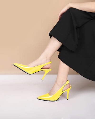 Image of SAMMITOP Women Slingback Heels Stilettos Closed Pointed Toe High Heel Silver Beaded Pumps Comfortable 3.5 Inch High Heels for Women Dressy Shoes