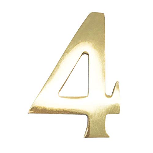 ADDRESSES OF DISTINCTION 3-Inch Brass Mailbox Number – Self Adhesive Floating Numbers – Williamsburg Font – Won’t Tarnish – Weather Resistant – Numbering for Address Plaque, Home & Door (# 4)