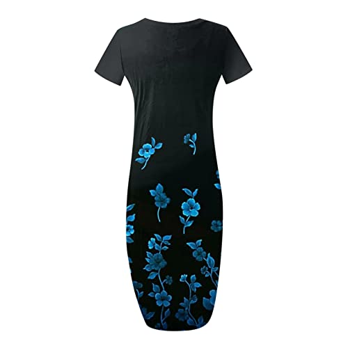 Women's Casual Loose Short Sleeve Beach Dress Dress Slit Side Side Summer Long Skirt Long Sleeve Tunic Dress For Women #TOP4