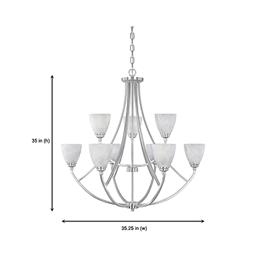 Designers Fountain 82989-Sp Tackwood 9-Light Chandelier, Satin Platinum, 35.25" X 35" #TOP2