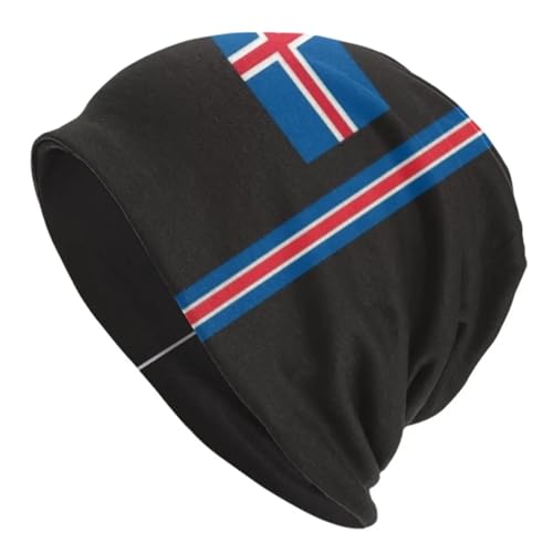 Bonnet drapeau islandais tricoté pour éviter le froid aux oreilles en ski