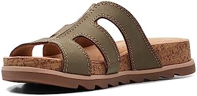 Clarks Women's Yacht Coral Slide Sandal, Olive Nubuck, Size 6.5 | Image 3