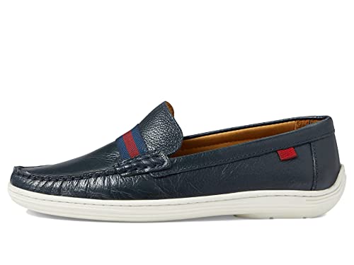 Image of Marc Joseph New York Kid's Kids Boys /Girls Genuine Leather Elastic Grow Gain Loafer Shoe, Black Pebble Grainy, 11.5 M US Little Kid