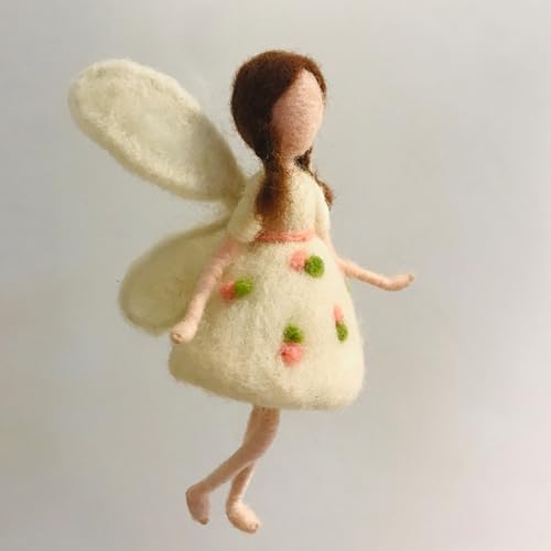 Image of White and Green Wing Elves Needle Felting Kits Friendly Instruction DIY Craft Kit for Beginners