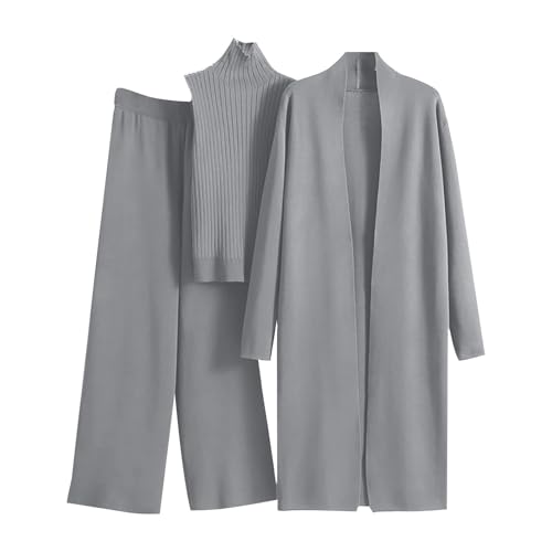 uhnmki Trendy Women's Trousers Suit Fashionable Tracksuit Set Comfortable Knitted Pant Outfit for Stylish Ladies4