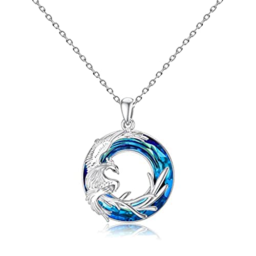 TOLOWOBK Phönix Kette Halskette Damen, PhöNix AnhäNger Kette Nirwana Phoenix Schmuck Kristall-Halskette Geschenke zu Weihnachten Geburtstag für MäDchen Cover