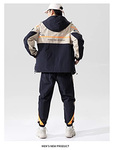 Floette Retro Colorblocked Track Jacket Windbreaker Jacket Athletic Hip Hop Outdoor Windproof Coat