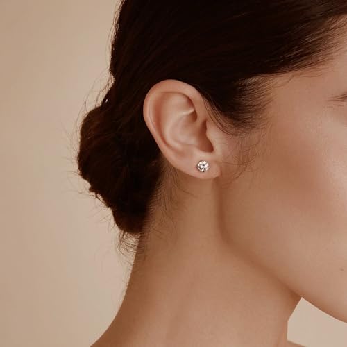 Moissanite Stud Earrings for Women 2CT Total D Color VVS1 Hypoallergenic 925 Sterling Silver Diamond-Like Round Cut Earrings Wedding Anniversary Jewelry Gift3