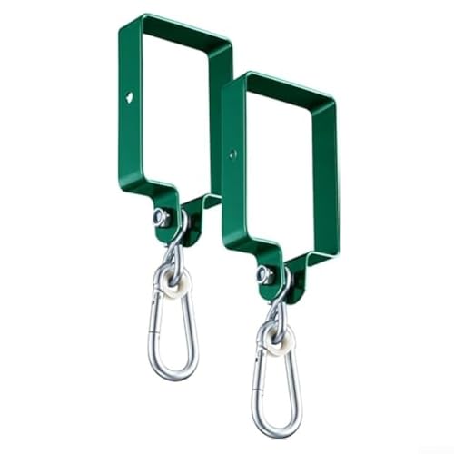 Juego de accesorios de columpio de metal, piezas de columpio verde con soportes y kit de colgador de columpio para viga de madera de 4 x 6 pulgadas, 2 accesorios para un juego seguro