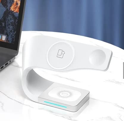 Wireless Charger, 3 in 1 Wireless Charging Station for Apple iPhone/iWatch/Airpods,iPhone and Samsung Andriod (WHITE)