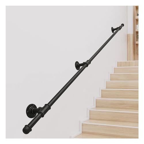 Rampe murale intérieure en fer forgé noir pour sécuriser l'escalier