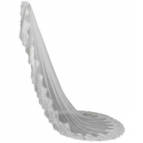 Velo de novia con borde de encaje catedral accesorio para despedidas de soltera 2