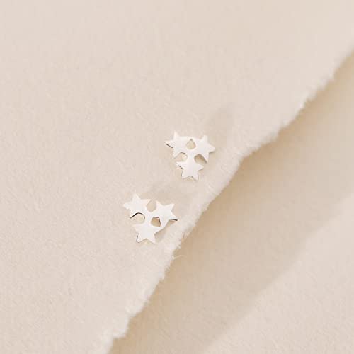 Heather Needham Sterling Silver Star Earrings - 3 stars stud earrings - SIZE: 7mm. MUCH SMALLER THAN SHOWN. Gift Boxed star studs. 5235/B41HN