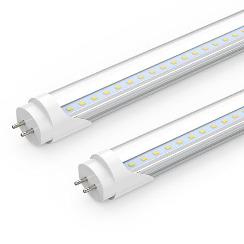 Romwish 2FT LED Tube Light T8 T12 Type B LED Light Bulb 10W(24W Equiv.) 5000K Daylight 1120LM 24 Inch F20T12 Fluorescent Replacement Remove Ballast Double-Ended Power Clear Cover 2 Pack