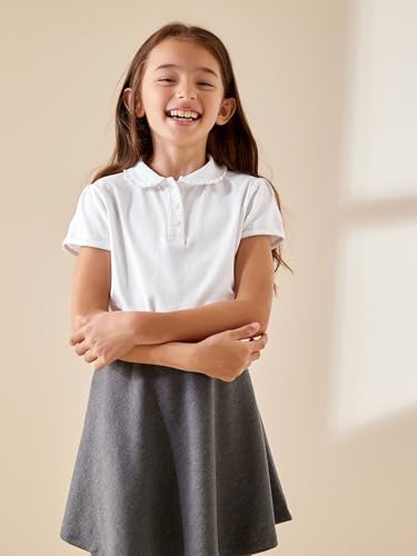 NEXT Mädchen Standard 2 Jersey-Oberteile Stretch-Baumwolle mit Kragen Weiß 128