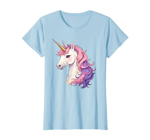 Süßes Einhorn Mädchen mit bunter Mähne Einhorn T-Shirt