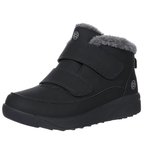 Hsyooes Diabetic Boots for Men Wide Width Snow Boots,Black,Wide 13