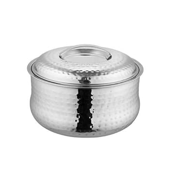 Shri & Sam Stainless Steel Hammered Casserole with Lid, Hot Pot, 1500 ML