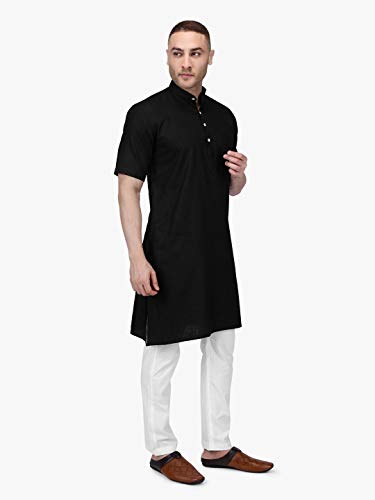 Image of Rajubhai Hargovindas Men's Premium Cotton Half Sleeve Solid Kurta
