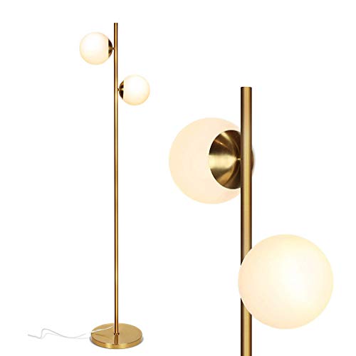 Lámpara de pie de la lámpara de pie, Esfera de suelo LED lámpara- moderno contemporáneo esmerilado Lámpara Globo de cristal con 2 Lámpara- poste alto de pie Aplique de la lámpara for la sala de estar Cover