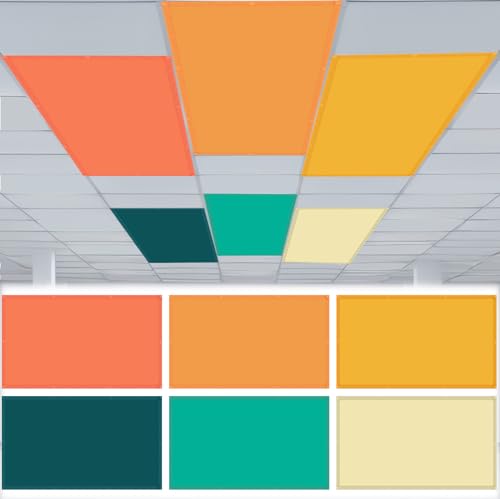 Image of VIHOSE 6 Pcs Fluorescent Light Covers for Ceiling Lights Classroom Magnetic Light Covers Classroom Filters Office School Drop Ceiling, 4 x 2 ft (Orange Green)