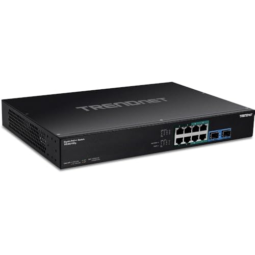 TRENDnet TPE-BG102g, 10-Port Gigabit 240W PoE++ Switch with 4 x 95W PoE++ Ports, 4 x 30W PoE+ Ports, 2 Gigabit SFP Slots,240W PoE Budget, 1U 19” Rack Mountable,Lifetime Protection