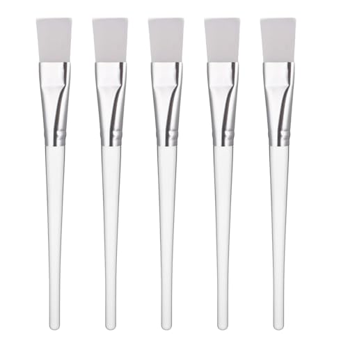 WWZ889 5 brochas para mascarilla, aplicador de máscara, cepillo aplicador facial suave con mango de plástico transparente, brochas de maquillaje