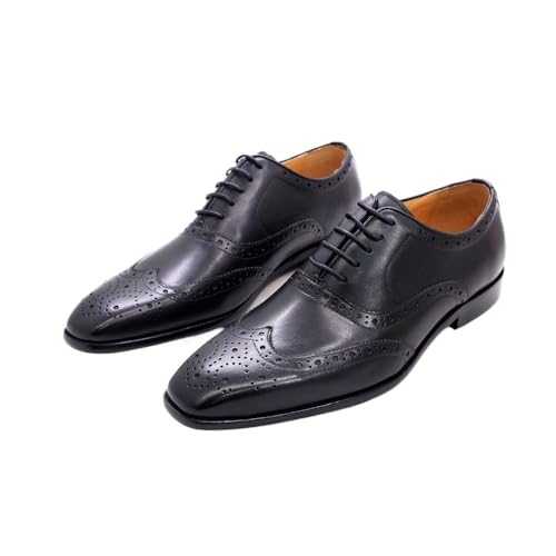 Men's Dress Shoes Genuine Leather Business Brogue Handmade Formal Oxfords Shoes Formal Leather Shoes for Weddings Business Office Prom