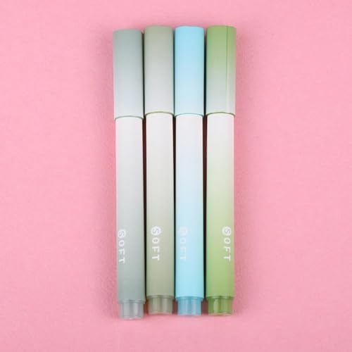 Image of Shuttle Art Aesthetic Cute Pastel Highlighter Pen Set (4 Pcs) - Soft Color Ink Highlighters, Quick Dry No Bleed Marker Pens with Chisel Tip for Notes, Journaling, Study & Office Stationery (Green)