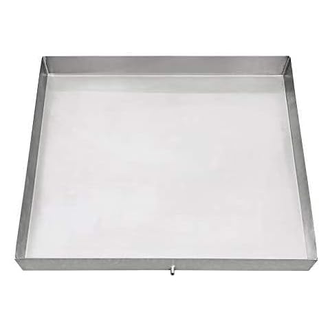 Pinnacle Woodcraft 27 x 25 Stainless Steel Washing Machine Drip Pan: No-Rust Avoid Water Damage & Mold – Welded Corners includes Drain Hole & Hose Adapter Cover