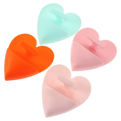 TEHAUX Cepillo de Limpieza Facial de Silicona 4 Piezas Colores Surtidos Rosa Azul Claro Naranja Rosa Transparente Diseño en Forma de Corazón para Exfoliación y Masaje Facial