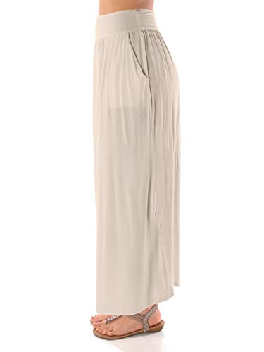 DFF Shop Women's High Waist Shirring Maxi Skirt with Pockets (Size: S - 5X)3