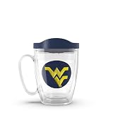 Tervis Made in USA Double Walled West Virginia University Mountaineers Insulated Tumbler Cup Keeps Drinks Cold & Hot, 16oz Mug, Primary Logo