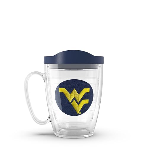Tervis Made in USA Double Walled West Virginia University Mountaineers Insulated Tumbler Cup Keeps Drinks Cold & Hot, 16oz Mug, Primary Logo