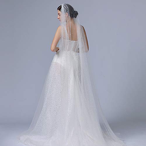 Azaleas Wedding Bridal Veil With Comb 1 Tier Cut Edge Fingertip&Cathedral Length Pearl(V05) #TOP3
