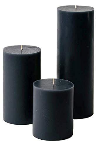 Kuber Selection Pack of 3 Pcs 2"×3",2"×5",2"×6" Premium Pure Black Paraffin Wax Pillar Candles Unscented (2 Inch ×3 Inch, 2 Inch × 5 Inch, 2 Inch × 6 Inch) (Pack of 3 pcs)