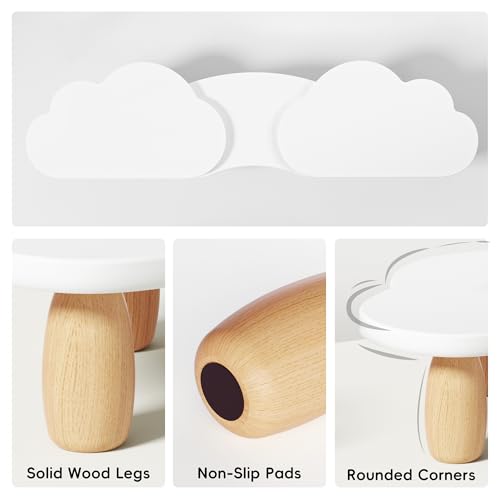 AFOOYO Dual Monitor Stand Riser,Rainbow Cloud Desktop Computer Stand for 2 Monitors,Adjustable Length and Angle Multifunctional Desktop Organizer Stand for Laptop, PC, Computer, Printer,White