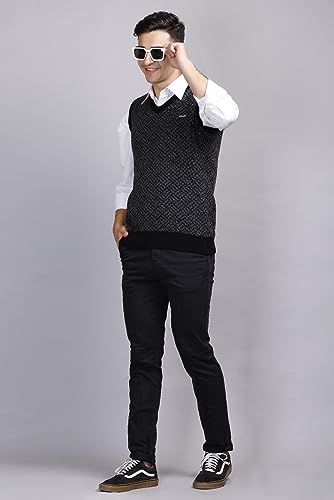 Image of GODFREY Woolen V Neck Sleeveless Half Sweater for Man Winter