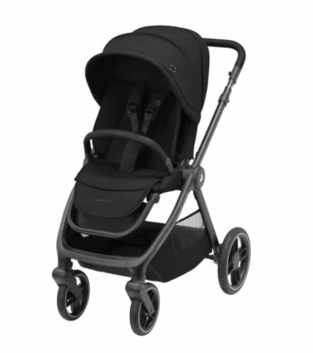 Maxi-Cosi Oxford Baby Kinderwagen, 0–4 Jahre, 0–22 kg, kompakt zusammenklappbar, Geräumiger Sitz, Sanfte Federung, 3 Liegepositionen, 10 kg großen Aufbewahrungskorb, Essential Black