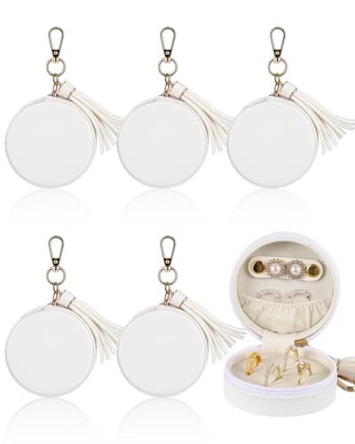 6-Pack White Travel Ring Storage Boxes with Keychain