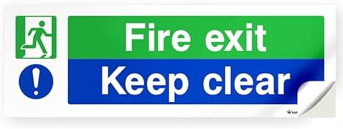 SAFETYKING® 1 Piece Fire Exit Keep Clear Sticker | 30 cm x 10 cm Self ...