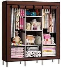 Grazia Portable Foldable Collapsible DIY Storage Rack Wardrobe Cabinet with Side Pockets on Both-Sides for Baby/Kids/Adult (Black, 70-inch)