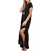 GRECERELLE-Womens-Casual-Loose-Pocket-Long-Dress-Short-Sleeve-Split-Maxi-Dresses GRECERELLE Women's Casual Loose Pocket Long Dress Short Sleeve Split Maxi Dress Black Medium
