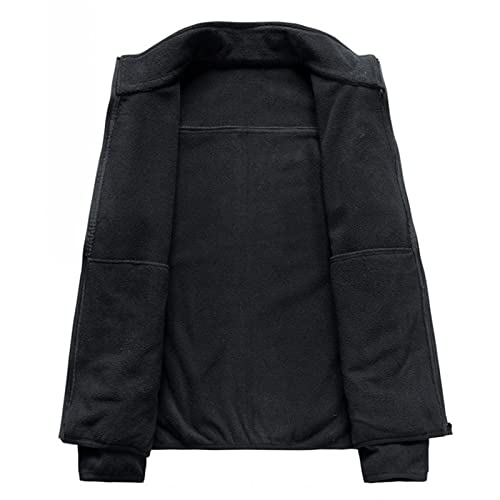 Maiyifu-GJ Men's Lightweight Fleece Jacket Soft Full Zip Warm Winter Jackets Stand Collar Softshell Coat with Zipper Pockets (Black,4X-Large)2