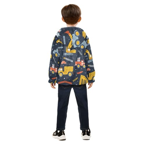 Boys Girls Fleece Jacket Cartoon Excavator Truck Kids Warm Hooded Outwear Coat4